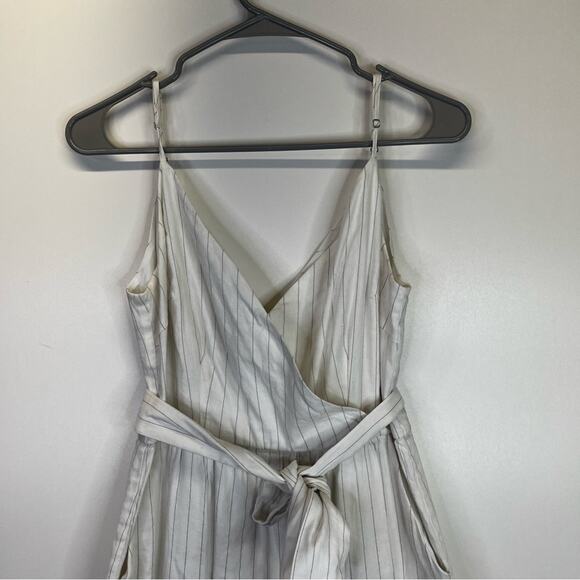 Marissa Webb Kierra Linen Blend Pinstriped Midi dress white - 4 - Picture 3 of 11